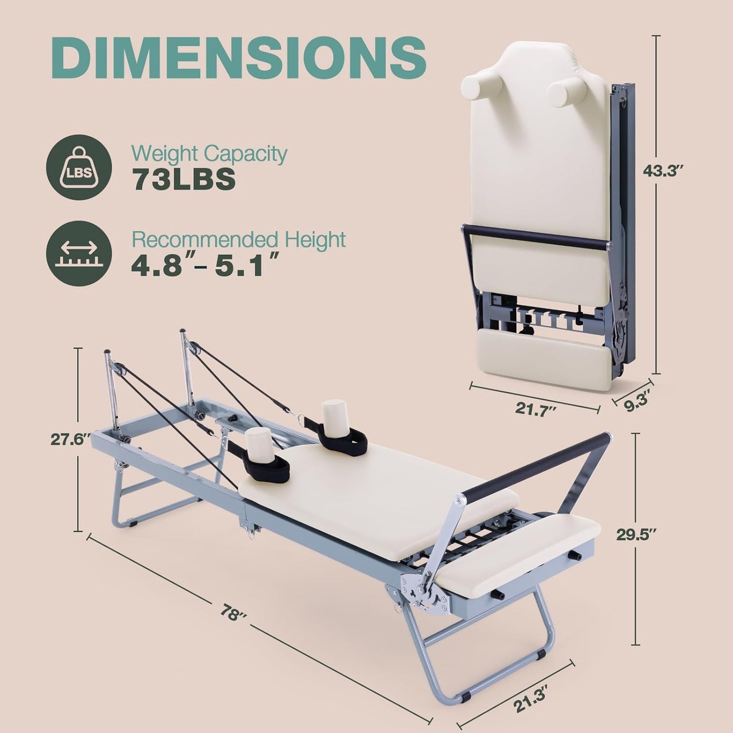 PILATIX |  Foldable Pilates Reformer Machine for Home Use