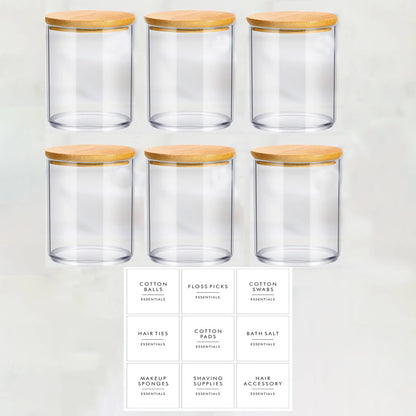 SWAN | 6-piece Bathroom Organizing Jar Set with Labels